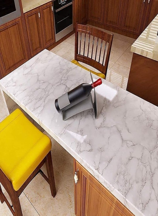 QUEBERS Marble Finish Self-Adhesive Flooring Tile Stickers Peel and Stick Wall 3D Tiles Stickers for Wallpaper, Effect PVC Vinyl Flooring Sheets (60 X 200 CM, 2 Meter) (White, Pack of 1) - Image 2